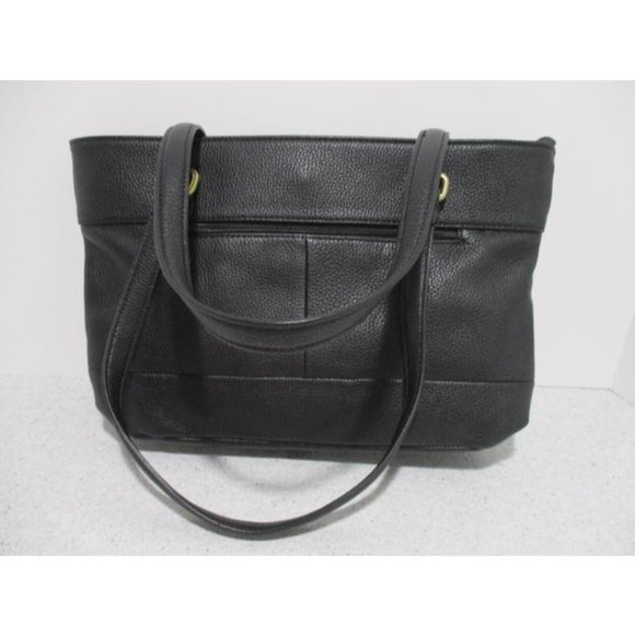 *Giani Bernini Black Pebbled Leather Center Woven Panel Satchel - Picture 3 of 4